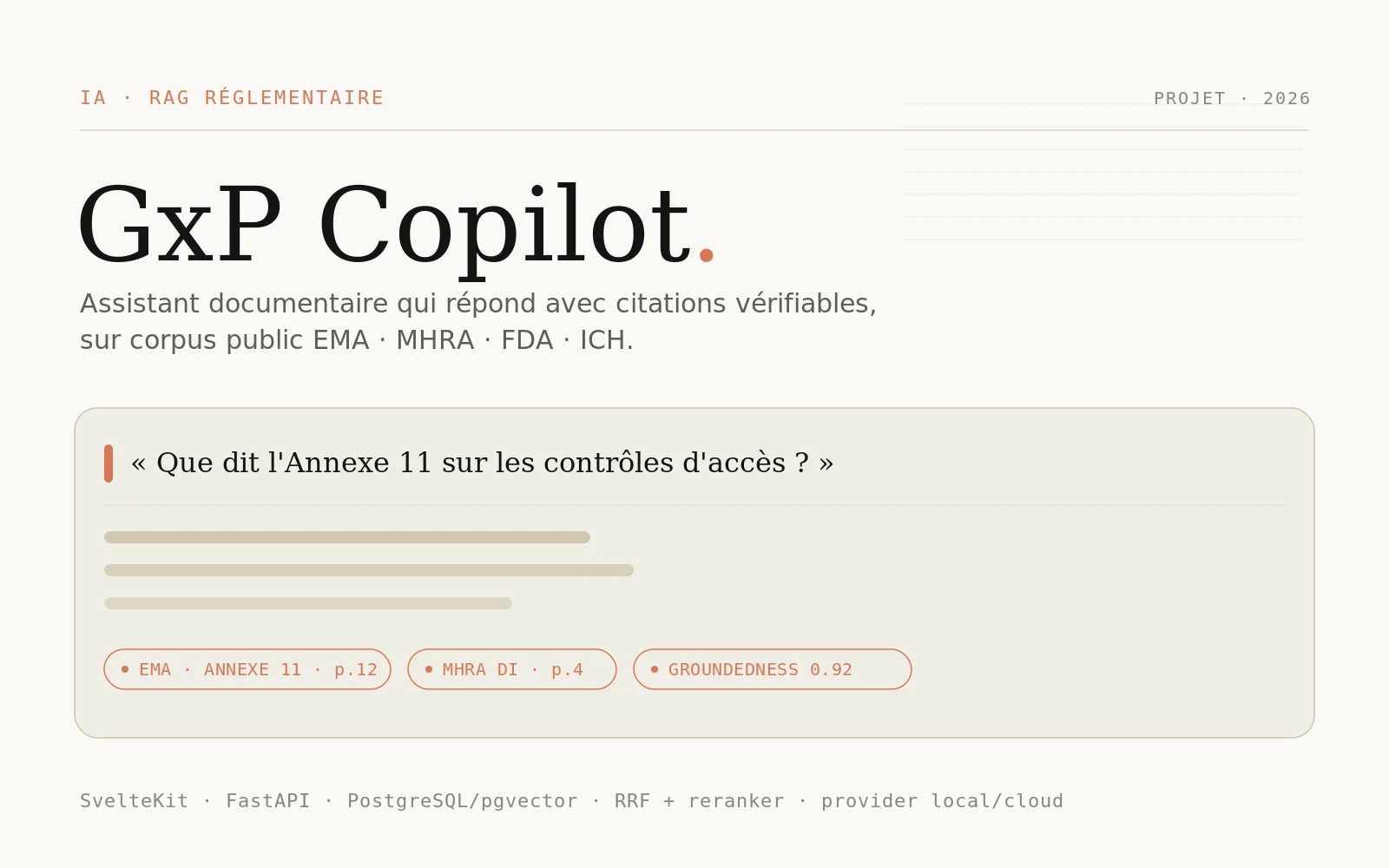 Aperçu du site GxP Copilot